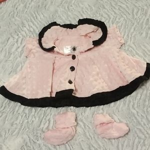 Love and Lace pink coat with matching booties